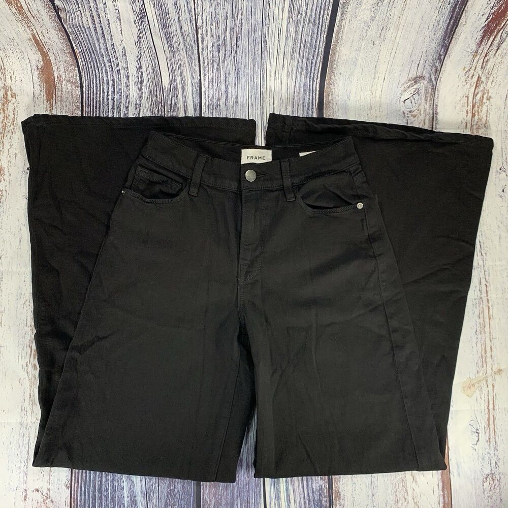 Frame Le Palazzo Wide Leg High Rise Black Jeans Women’s 26